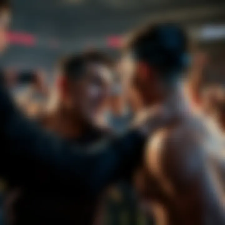 Joel Alvarez in a heated confrontation Joel Alvarez being challenged by a rival during a tense moment, with fans reacting in the background.