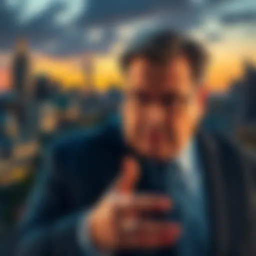 A concerned person discussing missing Mega Millions winnings, with a backdrop of Philadelphia's skyline