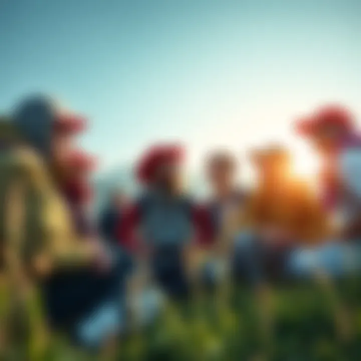 A group of people enjoying outdoor activities together, sharing fun and laughter while tailing.