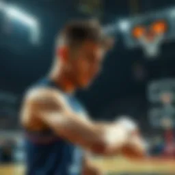 Jokic shows effort to control his playing style during a game, with focused expression and tense body language.