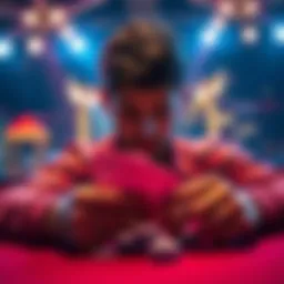 Journey to 100k Hands A player focused on poker cards and chips, celebrating their achievement of playing 100,000 hands after a year of practice.