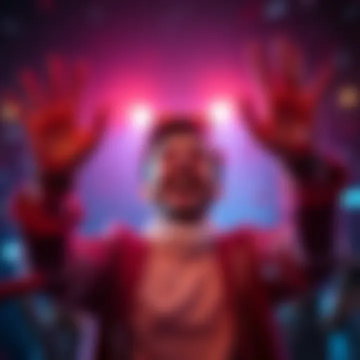 A person smiling and celebrating with excitement, raising their hands in the air, embodying the phrase 'Heck yeah!'