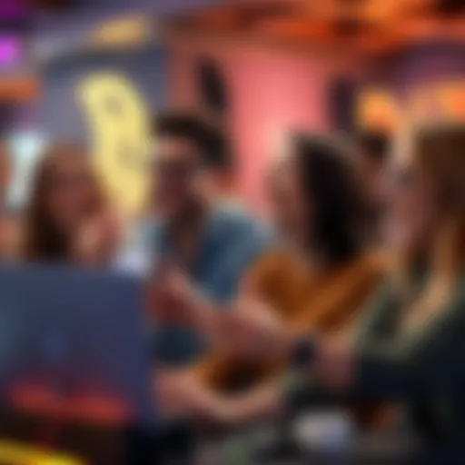 A group of friends celebrating a win while playing games, filled with excitement and happiness.