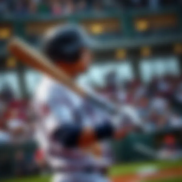 Juan Soto at Bat Juan Soto preparing to hit during a baseball game, focusing on the crowd in the background anticipating a home run.