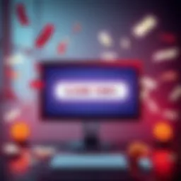 A graphic showing a computer screen displaying a link for a subscription bonus with money symbols around it