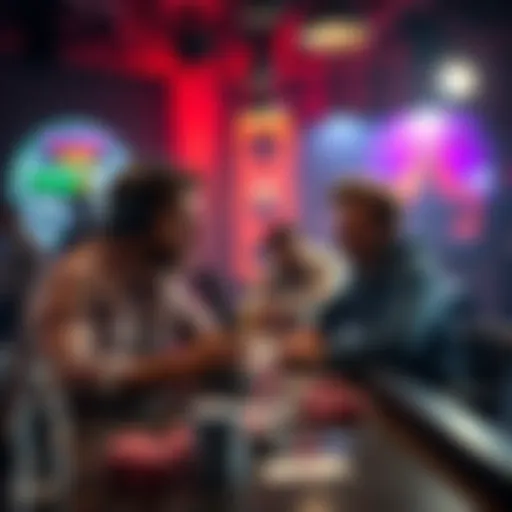 Jungleman hosting a podcast with poker professionals, engaging in lively conversation.