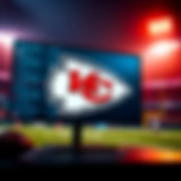 Kansas City Chiefs logo with football betting odds displayed on a screen