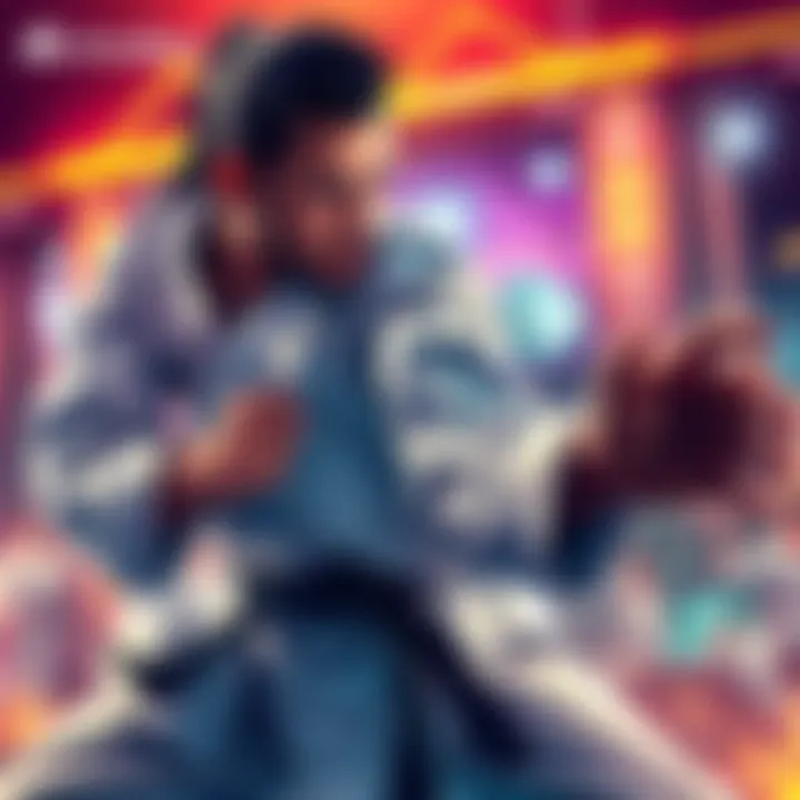 A promotional banner showcasing Karate Combat with a $5,000 welcome bonus for new players at Cloudbet, featuring a martial artist in action, blockchain elements, and excitement for crypto gaming.