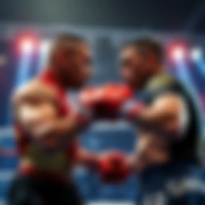 Kattar and Garcia facing off in a boxing ring, showcasing their fighting stance and focused expressions