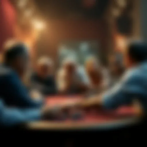 A tense poker game scene with players reacting to Keating's unexpected move, showing surprise and disappointment