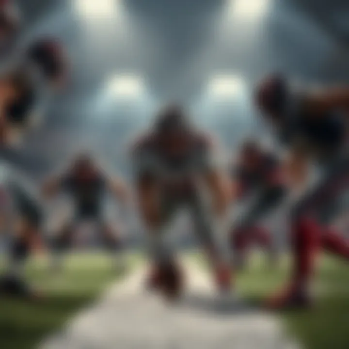 Kenneth positioned at the 2-yard line ready to attempt a touchdown, with teammates and defenders surrounding him