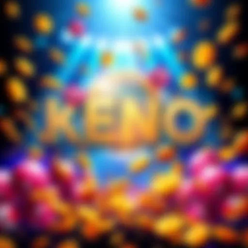 A vibrant graphic showing a big Keno win with colorful numbers and coins flying around, depicting the thrill of gaming success in Lil Keno