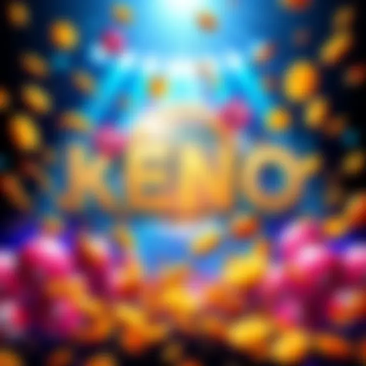 A vibrant graphic showing a big Keno win with colorful numbers and coins flying around, depicting the thrill of gaming success in Lil Keno