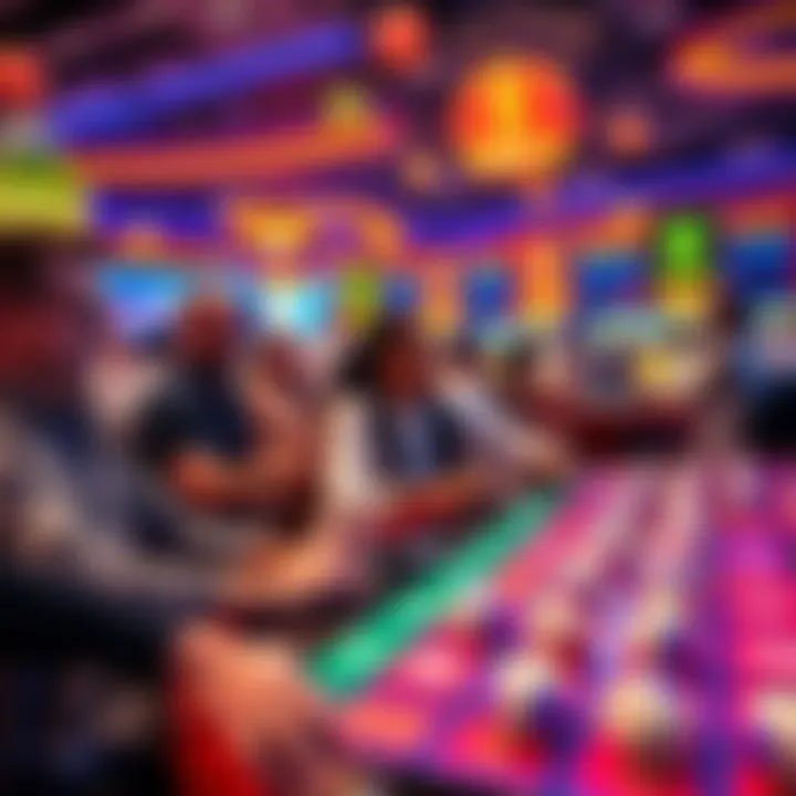 Players enjoying Keno Xtreme at a colorful casino table with excitement and anticipation