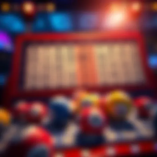 A Keno game board displaying numbers and colorful balls for drawing