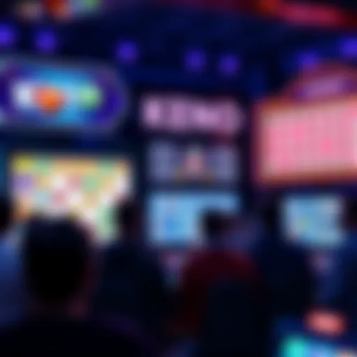 Colorful Keno game board showing numbers and slots with players excitedly watching their tickets