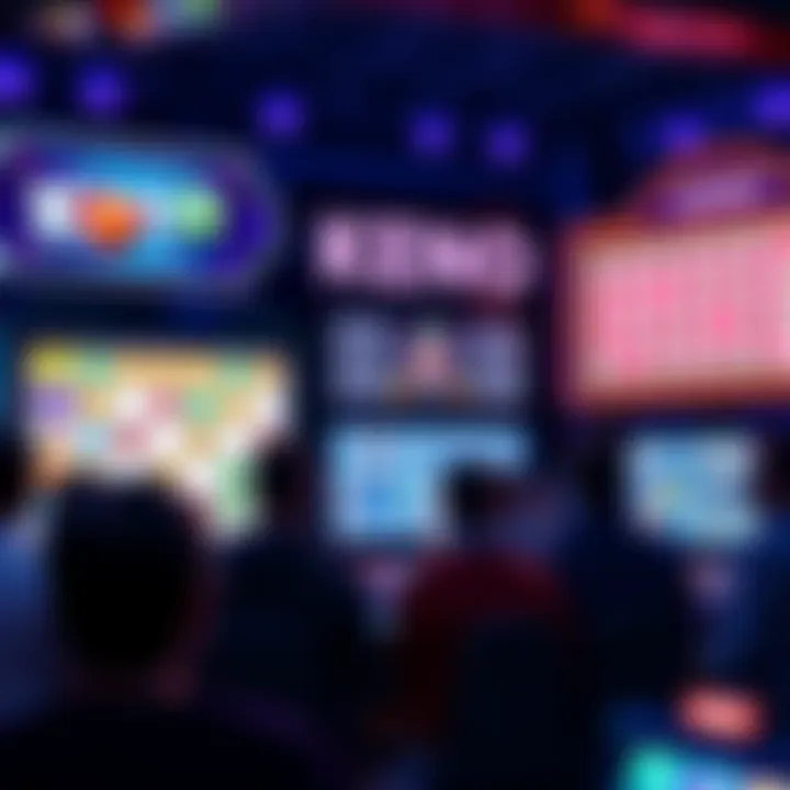 Colorful Keno game board showing numbers and slots with players excitedly watching their tickets