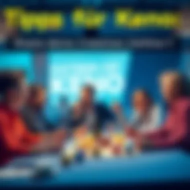 Three Keno Numbers Sharing People sharing their best three Keno numbers at a table excitedly