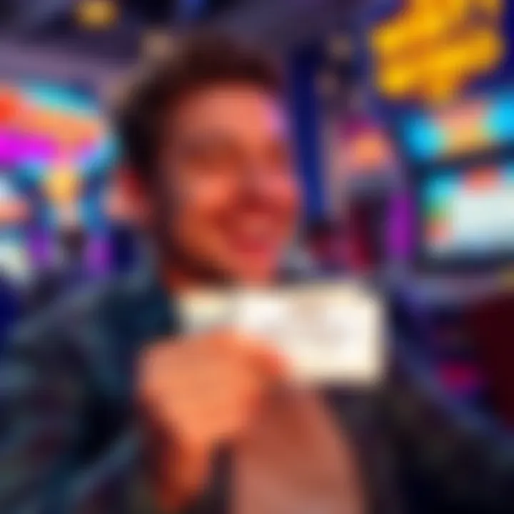 A player smiling and holding a ticket after winning at Keno with low bets