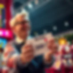 Keno player celebrating wins A Keno player shows excitement after winning big with higher stakes, holding a ticket with winning numbers in hand.