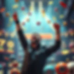 A player celebrates a big win in Keno after making a risky bet with six tiles, showing excitement and joy.