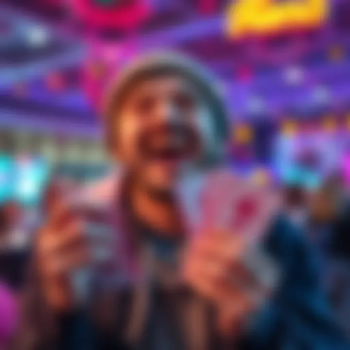 Person celebrating their Keno wins with a big smile, holding lottery tickets in their hands