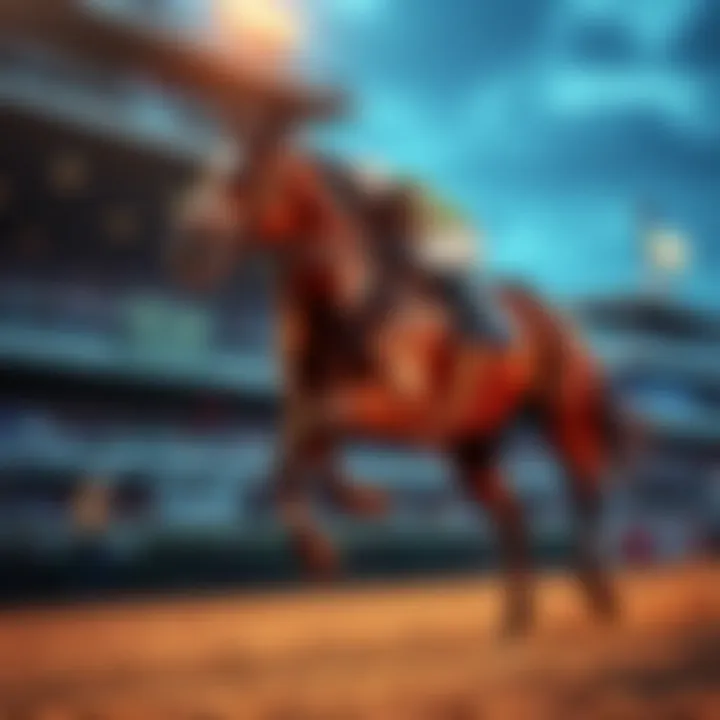 A powerful racehorse in full stride at the Kentucky Derby, showcasing its strength and speed on the racetrack.