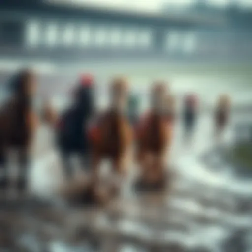 Horses compete in muddy conditions at the Kentucky Derby