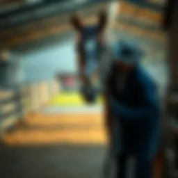 A groom tending to a horse in Kentucky, highlighting a daily routine in the equine industry