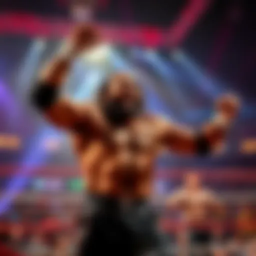 Khamzat celebrates his win against DDP in the ring, showcasing his skill and dominance during the match.