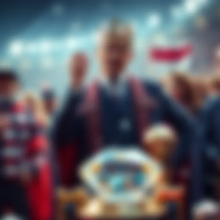 A legendary sports figure known as the King of Diamonds, surrounded by trophies and fans, showcasing his achievements and legacy in the sports world.