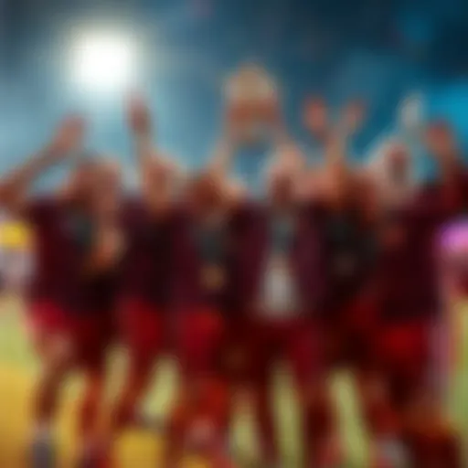 The King's Men team celebrating their tournament win with a trophy in hand and smiles all around