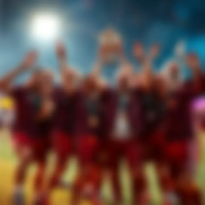 The King's Men team celebrating their tournament win with a trophy in hand and smiles all around