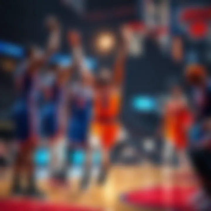 New York Knicks players celebrate on the court after scoring 100 points in a game, with Jaden Ivey highlighted among them.