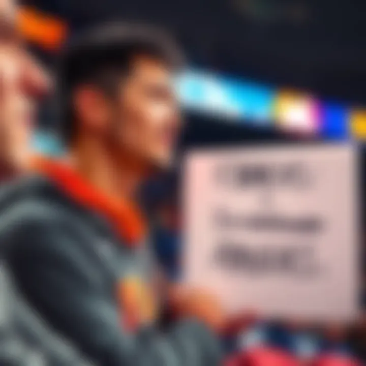 A passionate basketball fan showing disappointment during a game, holding a sign about the Knicks and Brunson's performance.