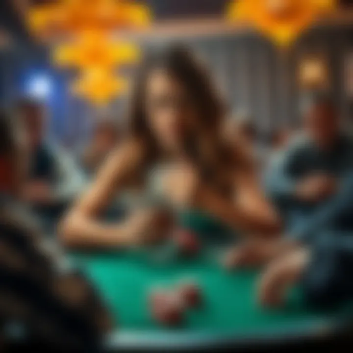 Kristen Foxen making a bold decision to fold Kings in a high-stakes poker game, surrounded by other players and spectators