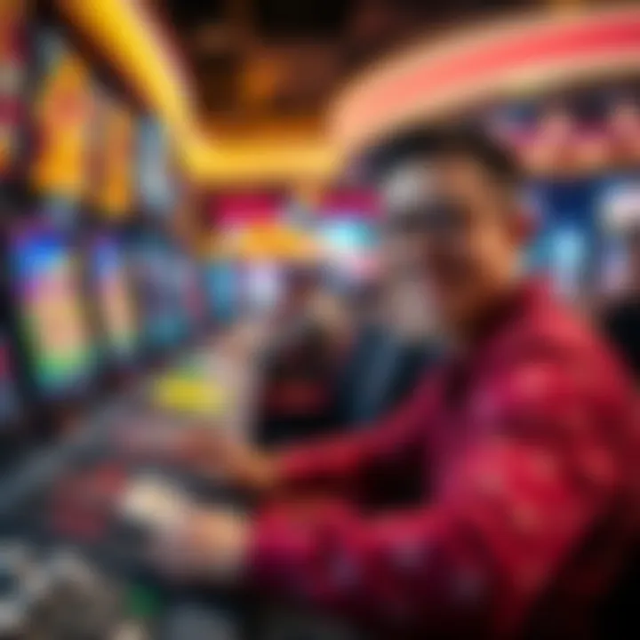 A person playing at a digital casino with cryptocurrency options, showing diverse games and a happy expression.
