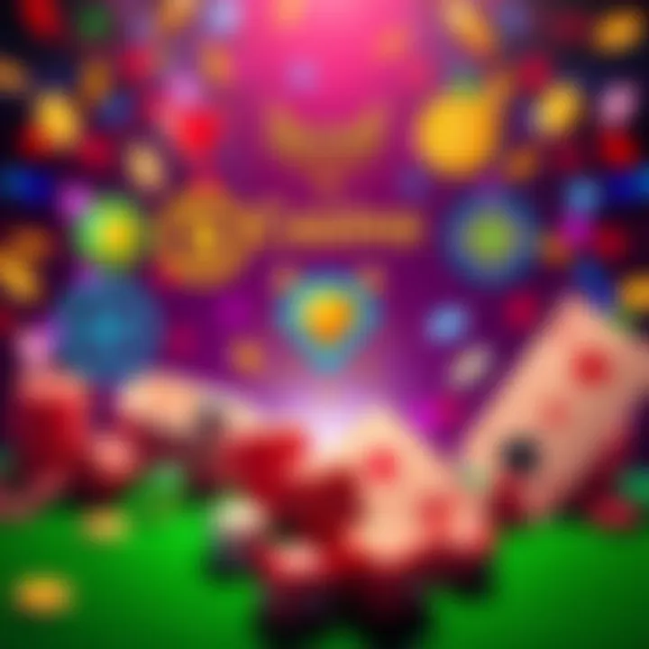 A bright graphic showing various crypto casino logos competing against a backdrop of colorful casino elements like dice and playing cards.