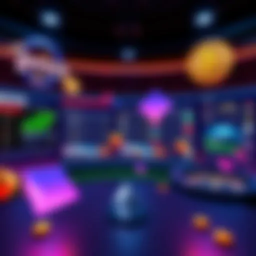 A digital representation of a crypto casino showing various sports betting options, featuring a user-friendly interface and cryptocurrency symbols like Bitcoin and Ethereum.