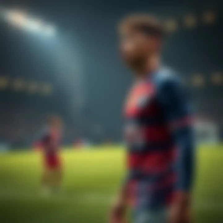 Kylian Mbappé in a football kit looking frustrated during a match