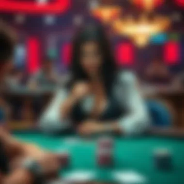 Kylie Jenner sitting at a poker table with cards in hand, focusing on her strategy