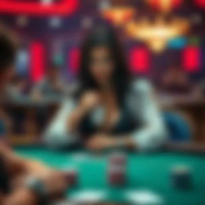 Kylie Jenner sitting at a poker table with cards in hand, focusing on her strategy