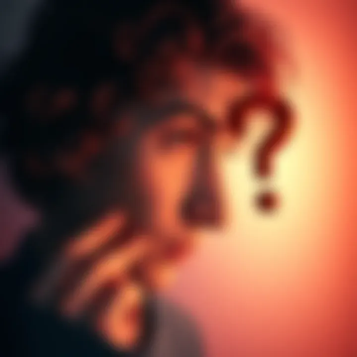 A person looking thoughtfully at a question mark symbolizing uncertainty in life