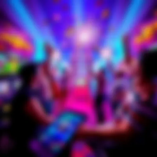 Ladder Bonus Game A scene showing players celebrating significant wins from a ladder bonus game, with colorful graphics and slot machines in the background.