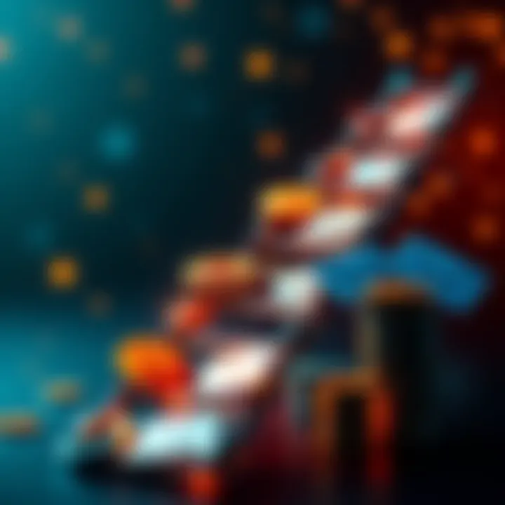 A graphic showing a ladder made up of coins and emails, symbolizing the connection between ladder bonuses and email strategies in gaming.