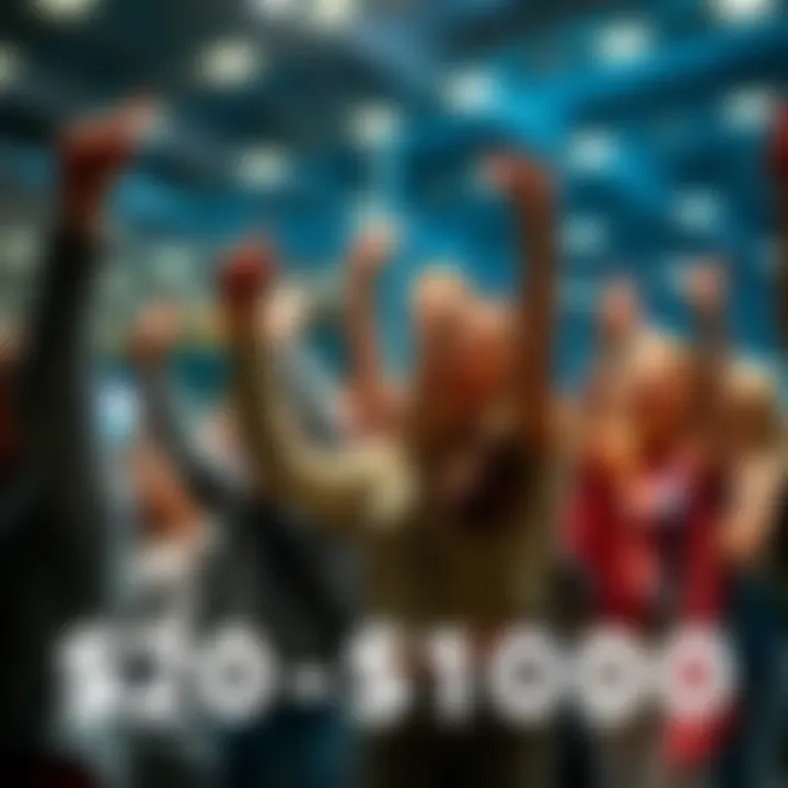 Participants excitedly engage in the $20-$1,000 Ladder Challenge, aiming for their financial goals with determination.