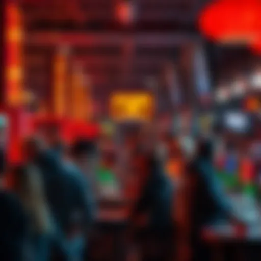 A lively scene at the Ladder Challenger event featuring people placing bets ranging from $50 to $5,000, with a specific focus on ECU with +8.