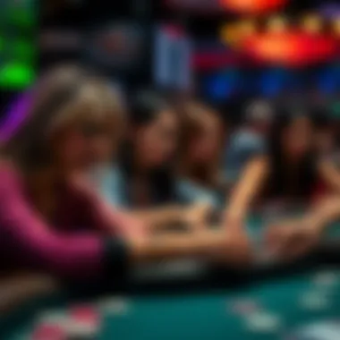 Women competing at the WSOP Ladies No-Limit Hold'em Championship, showing intense focus and strategy during gameplay