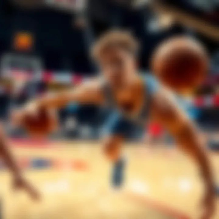 LaMelo Ball playing basketball, showing intense focus during a game