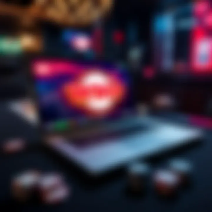 A laptop open on a poker table with WSOP Nevada graphics on the screen
